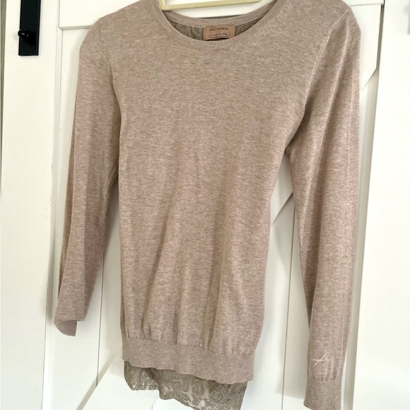Falconeri Made in Italy Tan Sweater with Lace and bow tie back - Picture 4 of 6